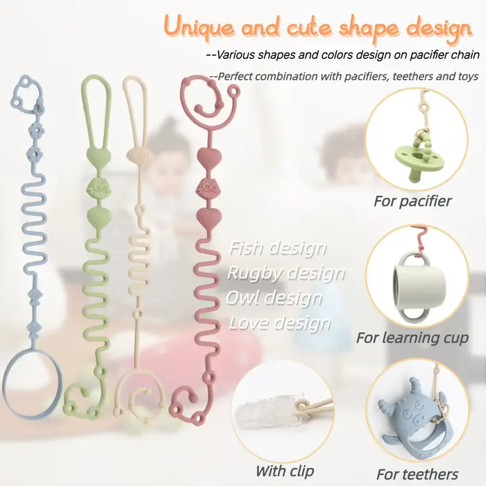 Chaîne de sucette réglable en Silicone, jouets de dentition, adaptés à une chaise haute, au berceau,