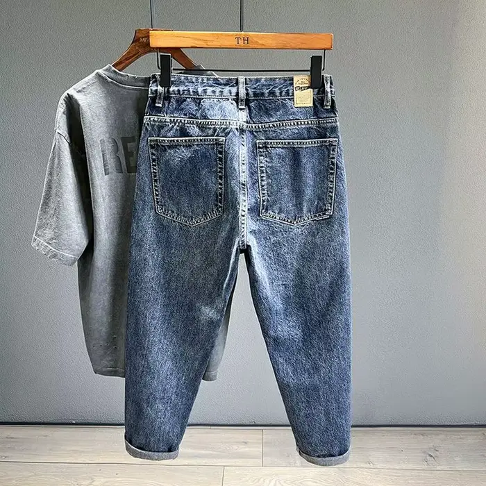Jean Vintage coréen pour hommes, ample et conique, mode High Street, sarouel drapé, Hip Hop, Streetw