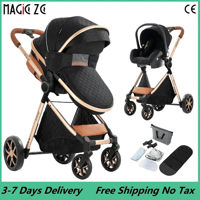 Compact pliable 3 en 1 bébé poussette landau léger poussette nouveau-né poussette système de voyage 