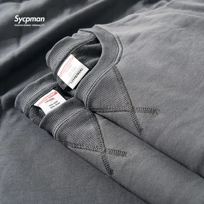 380g serré Match lourd Triangle inversé ample polyvalent solide coton Vintage automne hiver à manche