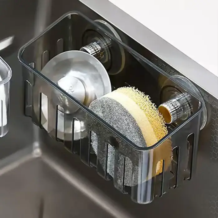 Support mural pour éponge à forte aspiration sans perçage pour évier cuisine salle de bain douche éponge brosse tampon récurer