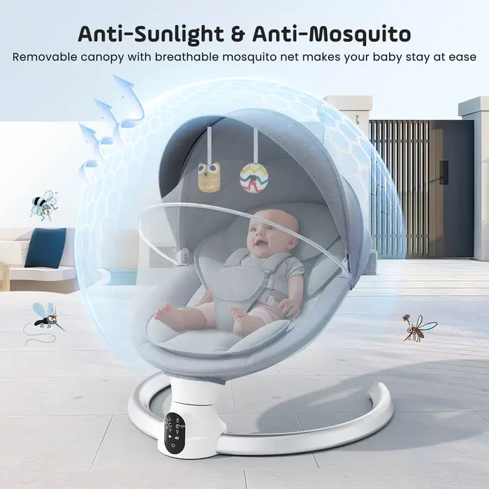 Chaise vide-bébé Bluetooth avec 5 vitesses de vibration et applications musicales pour berceuses et relaxation des enfants occasions spéciales