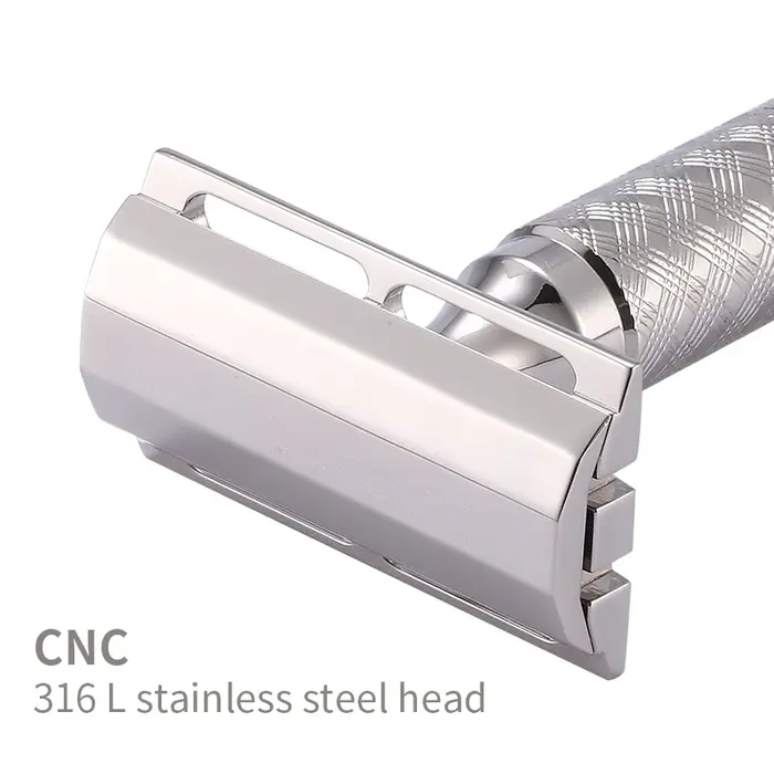 Rasoir de sécurité à Double tranchant pour hommes, matériau en acier inoxydable CNC 316 L, avec poig