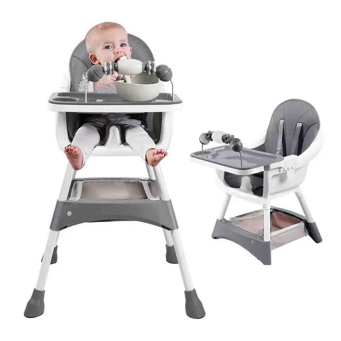 Chaise haute convertible pour bébé, chaise pour tout-petit et siège rehausseur pour repas, avec plat