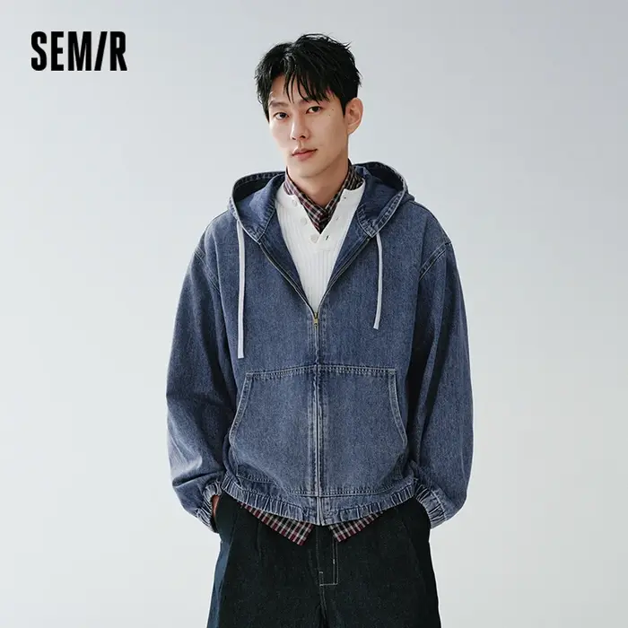 Veste américaine Semir pour homme, collection Printemps 2026, en jean à capuche, style urbain vintag