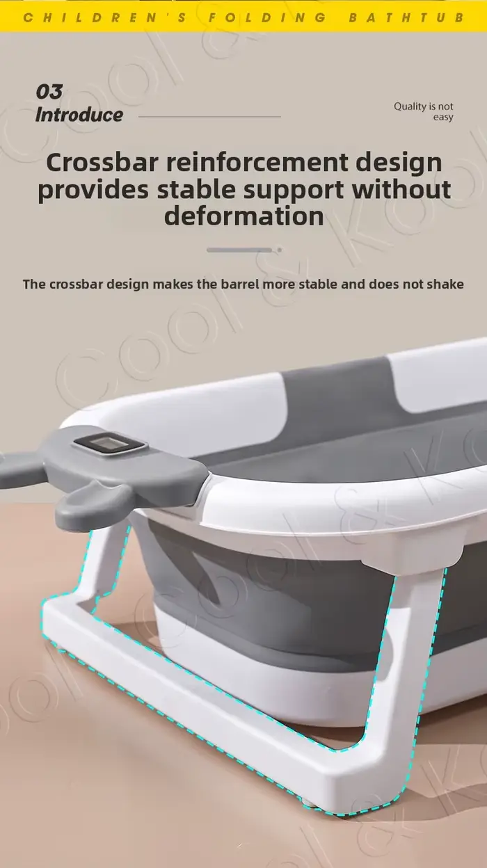 Baignoire pliable en silicone pour bébé avec capteur de température, antidérapante et portable