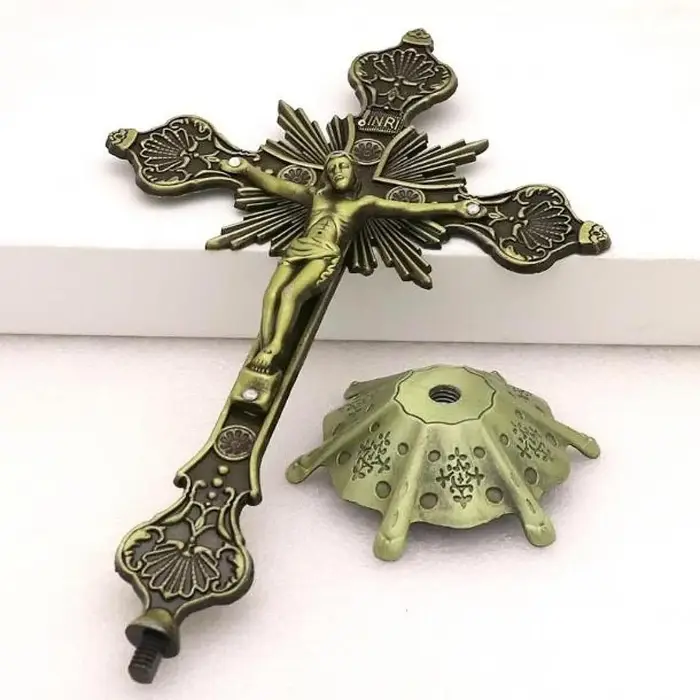 Sculpture de Crucifix de jésus, Statue de croix de jésus, Figurine catholique, Crucifix debout pour 