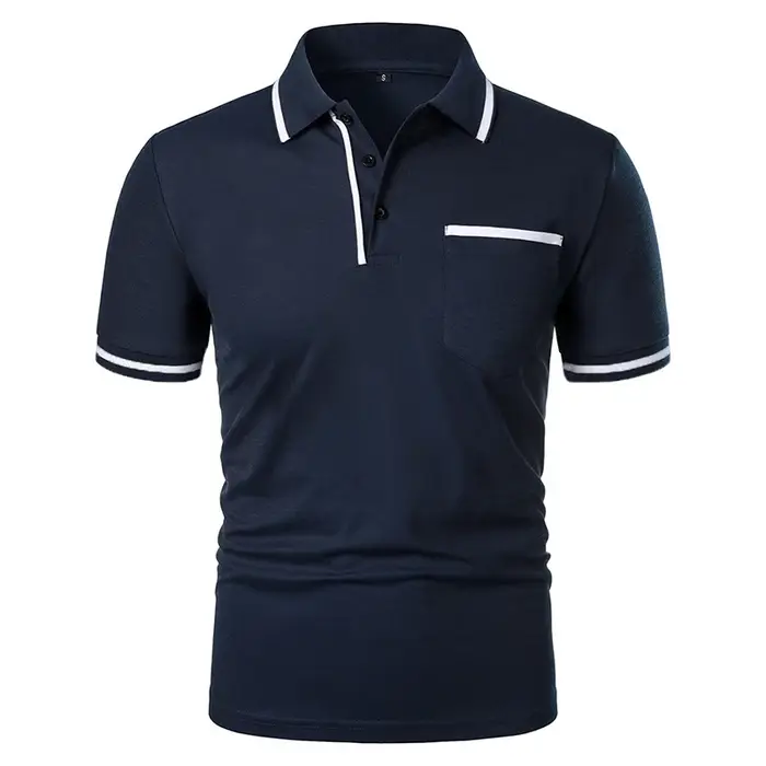 Nouveaux hommes à manches courtes polos couleur unie t-shirt style décontracté été à la mode respira
