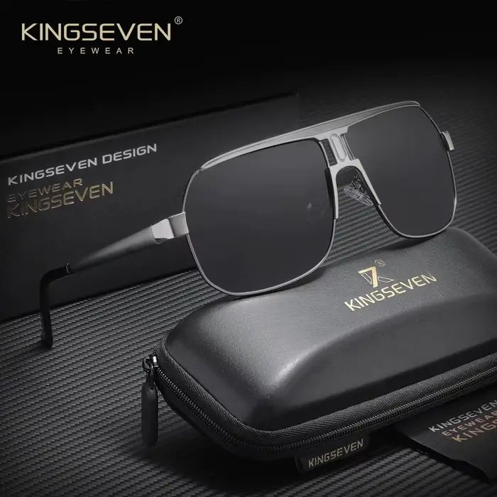 KINGSEVEN Lunettes de soleil de luxe modernes pour hommes et femmes, polarisées UV400, monture large