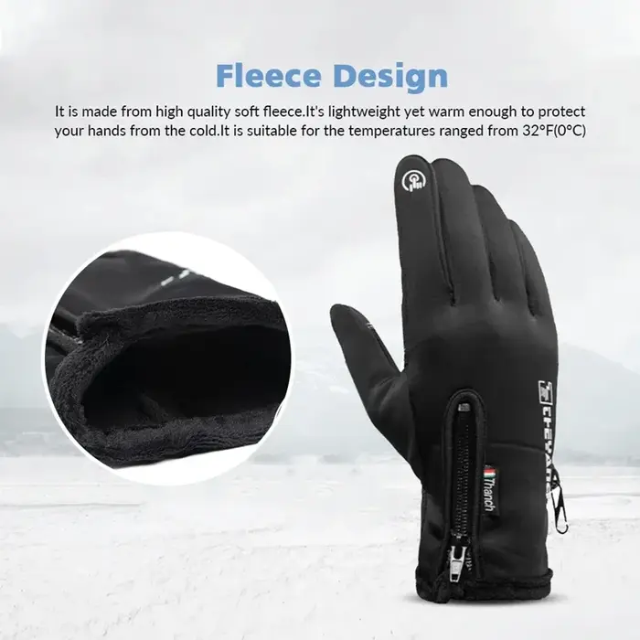 Gants d'hiver imperméables pour écran tactile thermique, coupe-vent, chauds, pour temps froid, cours