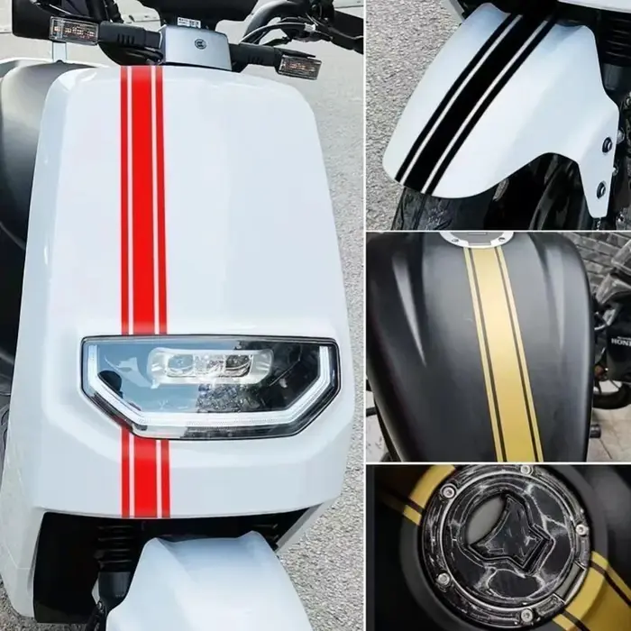 Autocollants de Moto en vinyle imperméable à rayures fines, 50CM, pour capot de réservoir de carbura