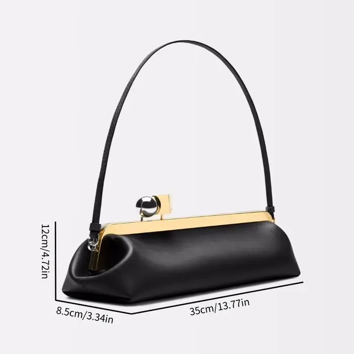 Pochette longue avec bandoulière amovible, sac Baguette à la mode pour femmes, sac à main à Clip de 
