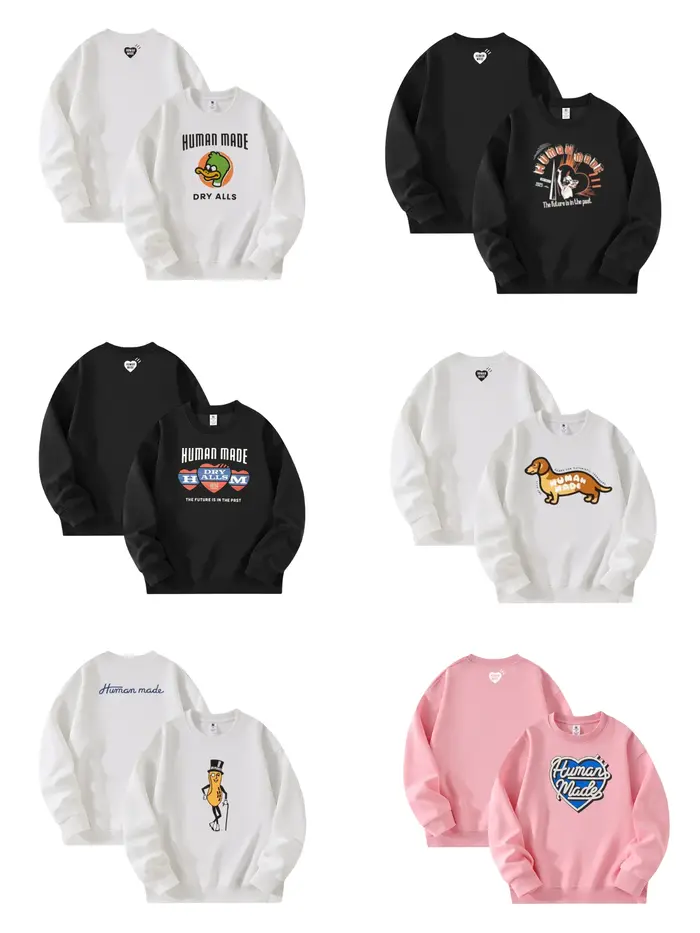 Sweat à capuche HumanMade imprimé haut de gamme unisexe col rond réplique automne hiver mode