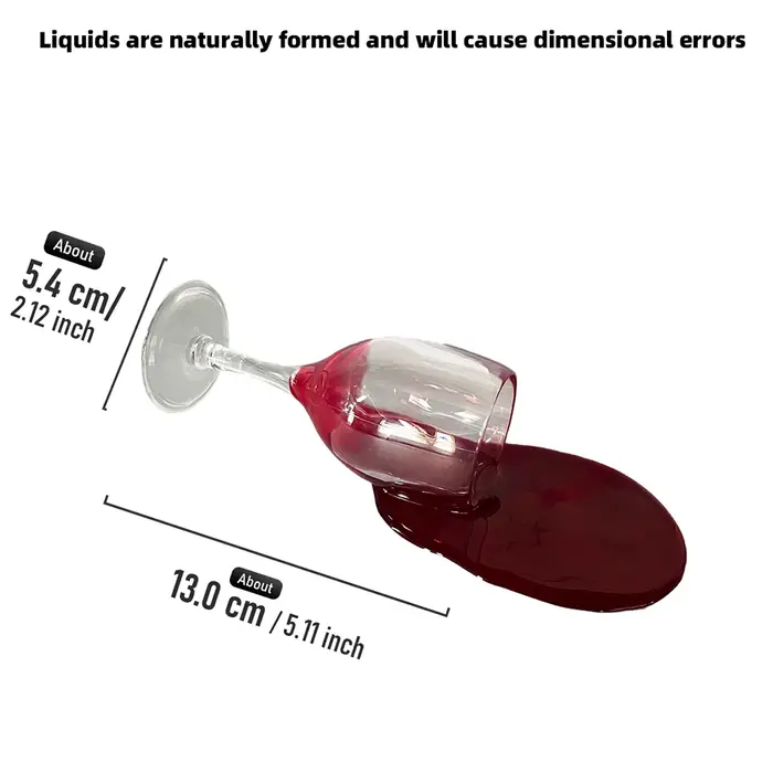 Accessoire de verre à vin rouge déversé hyper réaliste – Tasse à vin à pointe tombée réaliste pour b