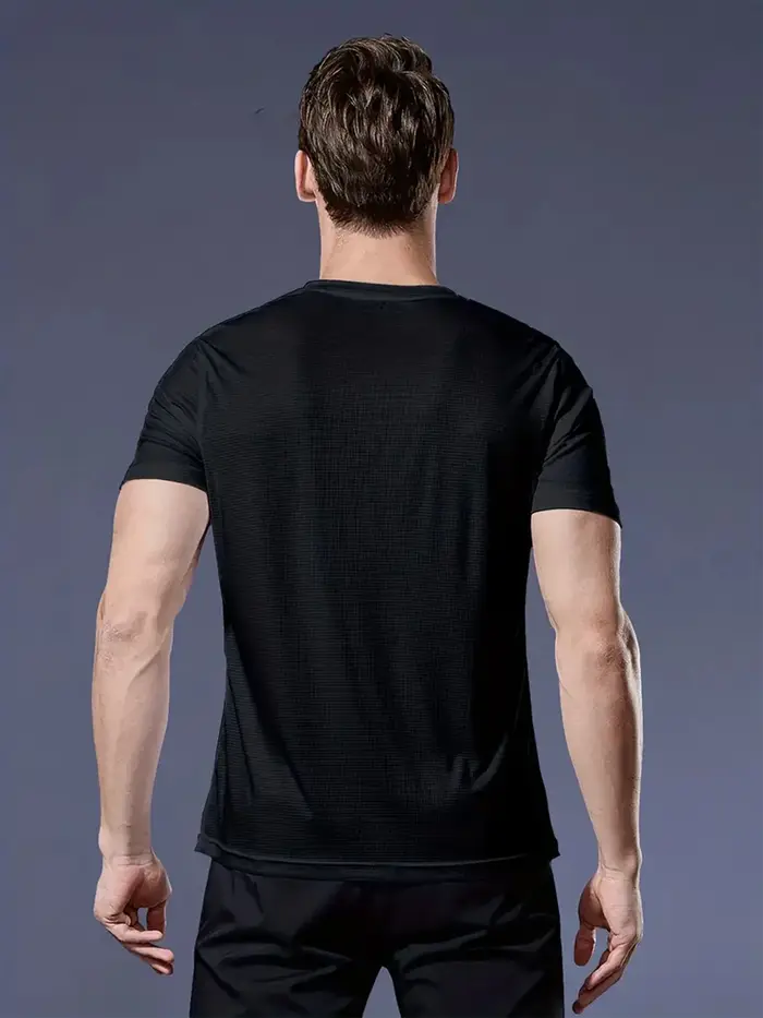 Crew T-Shirt10Pcs Noir Ultraléger Hommes Séchage Rapide Respirant Sweat-Shirt pour Fitness Gym Cours