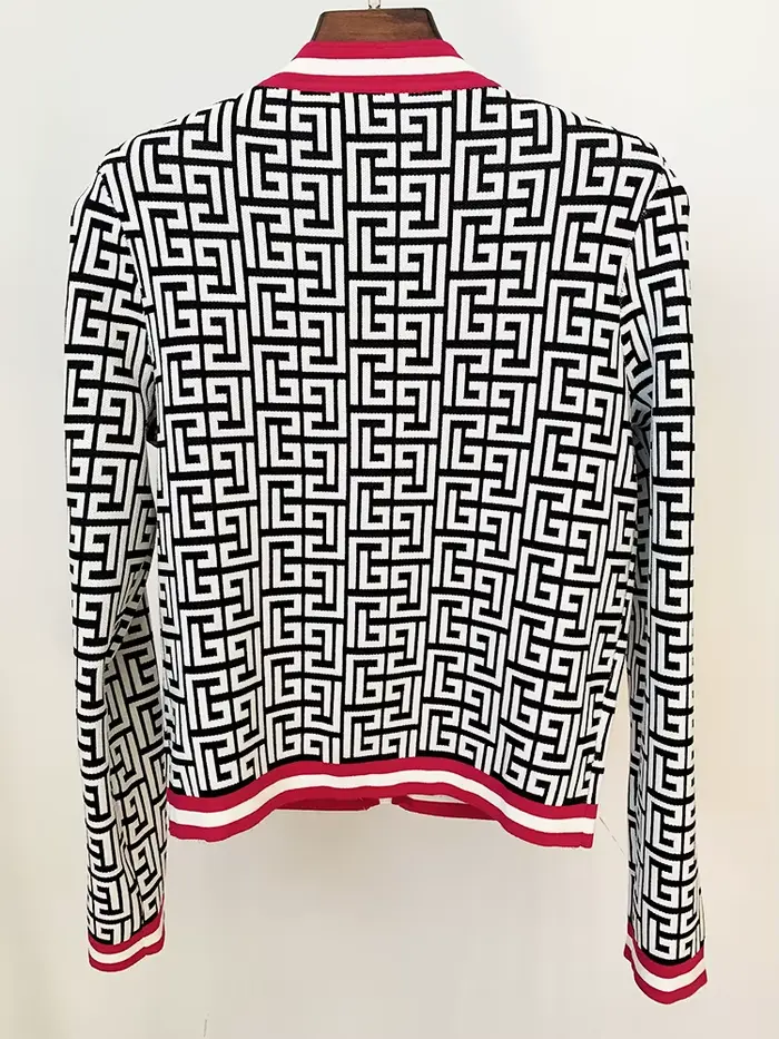 HIGH STREET Nouveauté Automne Hiver 2026 Veste de créateur pour femme en tricot jacquard monogramme 