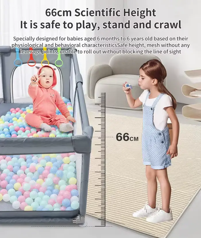 Parc pour bébé, barrière de sécurité pour enfant, clôture avec anneau de traction, boîte à balles, a