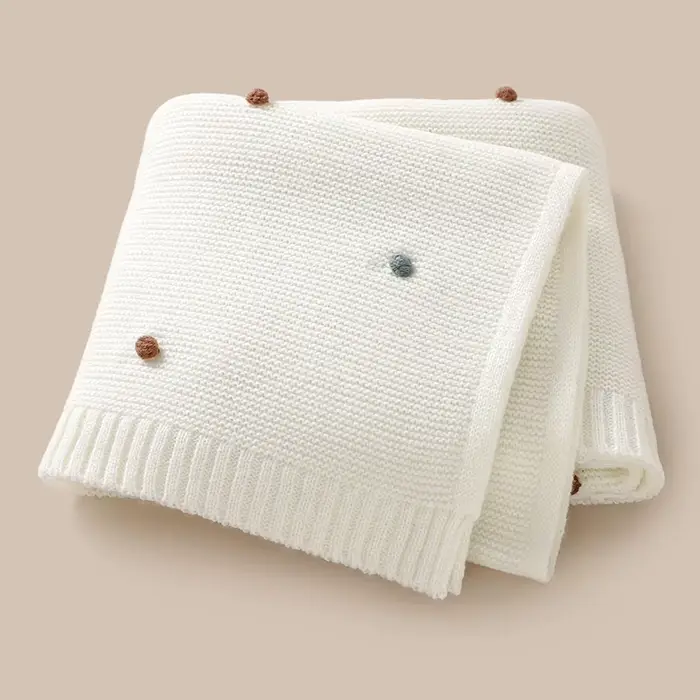 Couverture tricotée pour bébé, lange d'emmaillotage pour poussette, 90x70cm, sac de couchage, à pois
