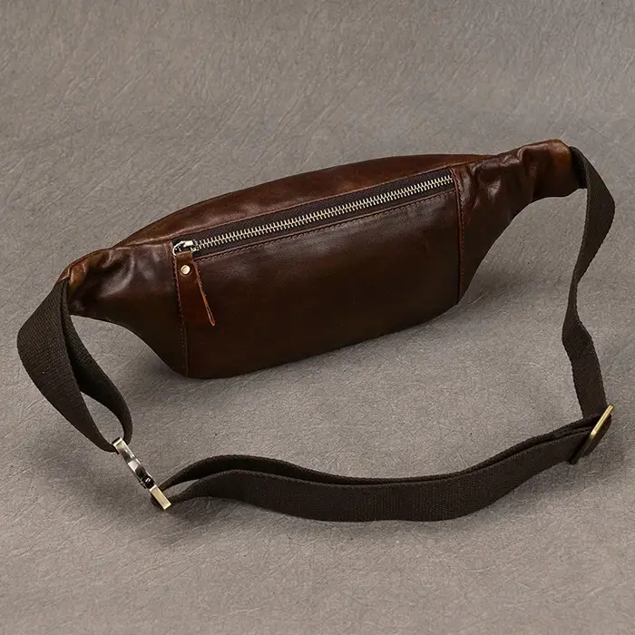 Sacs de poitrine en cuir pour hommes, sac à bandoulière lancé pour homme, sac de taille masculin, sa