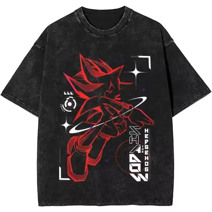 Japonais ombres hérisson lavé à manches courtes col rond Y2k T-Shirt hommes vêtements nouveau dans l