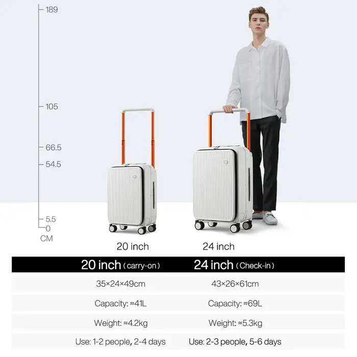 Mixi avant ordinateur portable poche valise large poignée voyage valise hommes 20 pouces bagage à ma