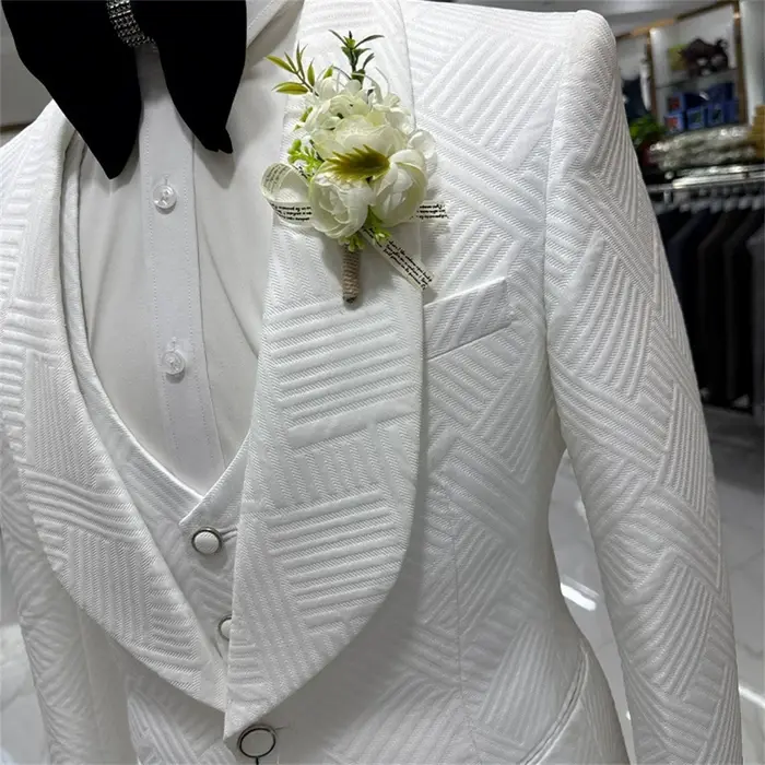 Costume de cérémonie pour homme, 3 pièces, coupe ajustée, pour mariage, veste, gilet et pantalon, un