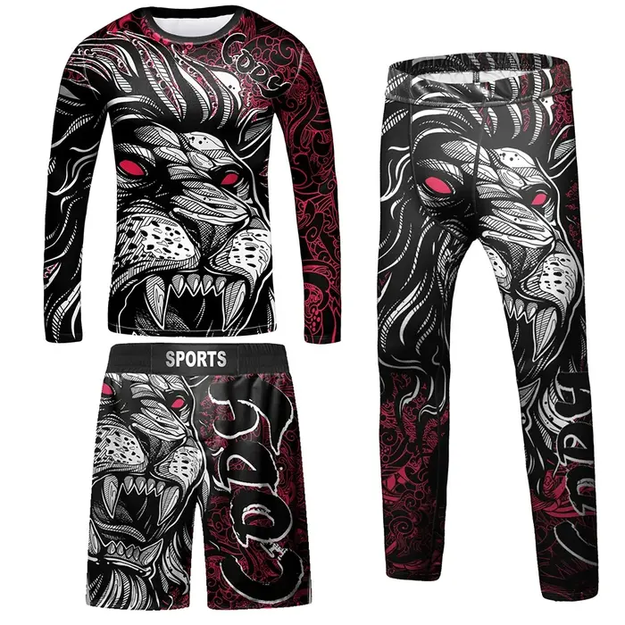 Rashguard-T-shirt et pantalon Jiu Jitsu pour enfants, vêtements de sport pour garçons, herbe grappin
