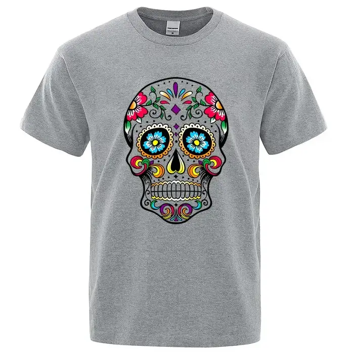 T-shirt homme haute qualité 100% coton Style de rue ample Cool crâne imprimé été hommes T-shirt déco