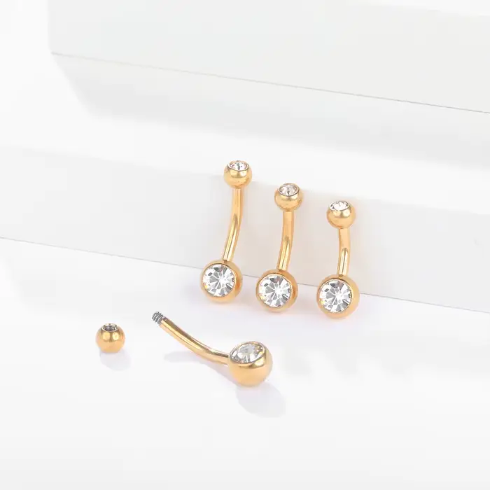10 pièces/lot G23 titane nombril anneaux cristal nombril haltère anneaux ventre Piercing bijoux pour