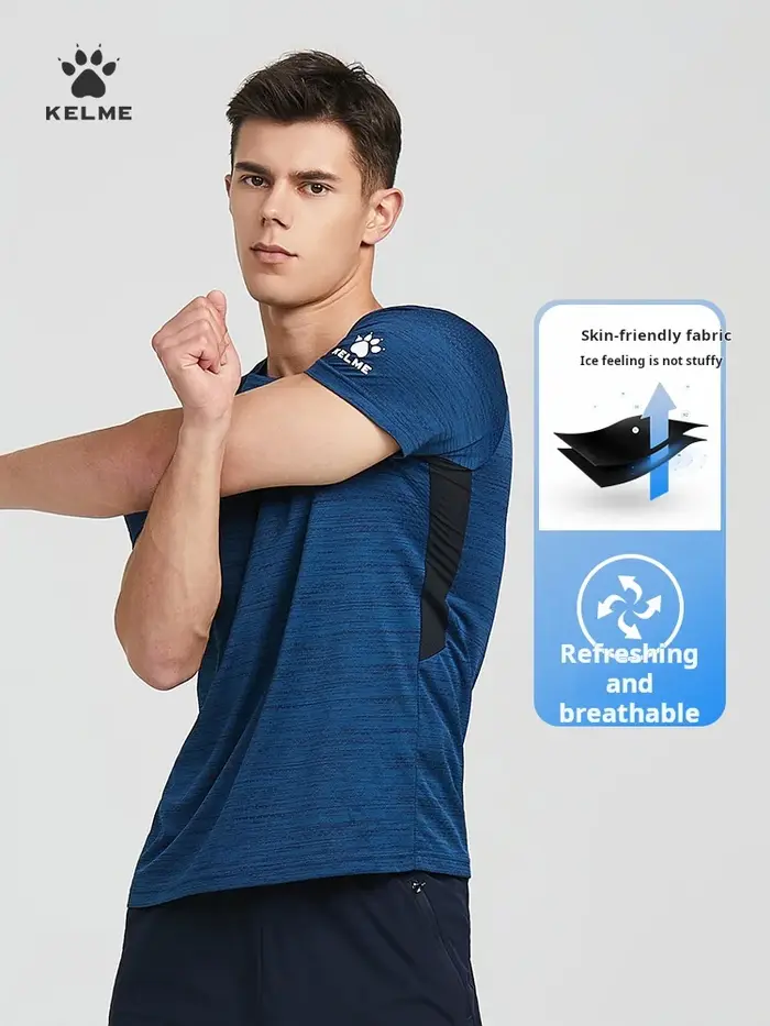 Kelme-T-shirt de course à manches courtes pour homme, haut de sport fin, respirant, séchage rapide, 