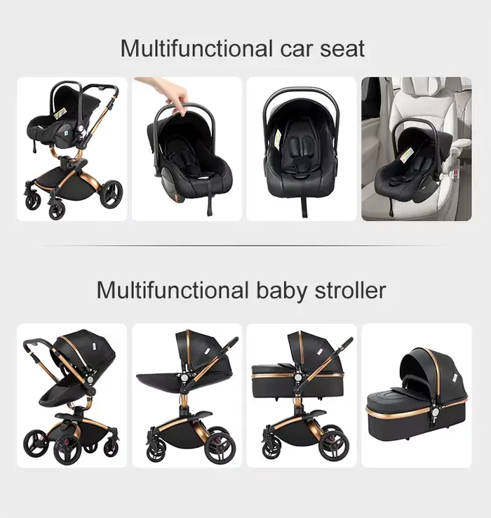 Poussette bébé 3 en 1 pour landau, accessoires pour nouveau-né, poussette de bébé de luxe de paysage