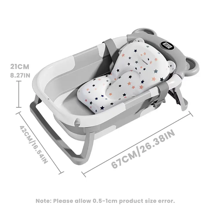Baignoire de voyage portable, baignoire pliable pour bébé, avec thermomètre et 1 coussin flottant do
