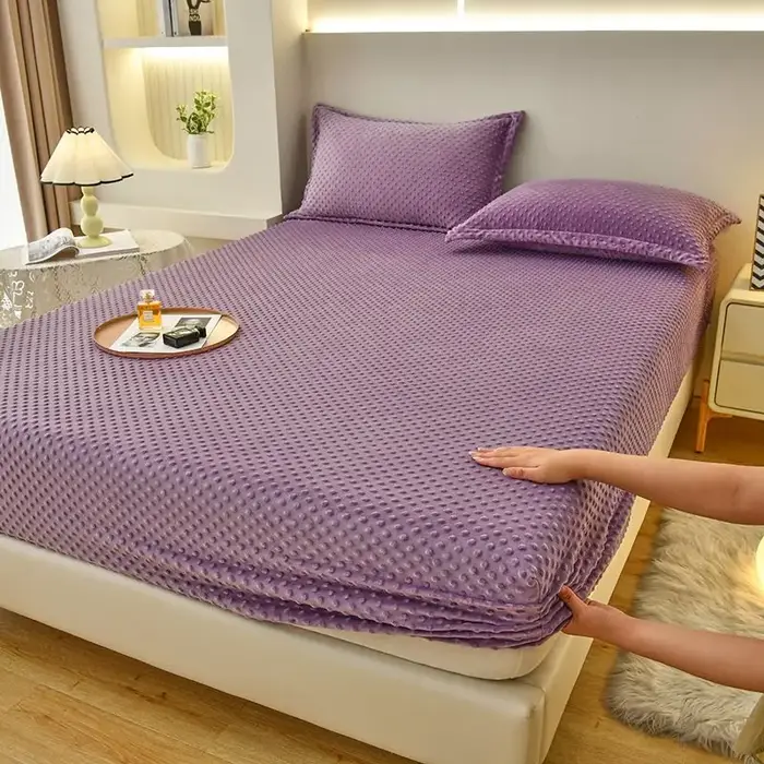 Drap de lit en velours corail et housse de protection pour matelas en velours de lait, couvre-lit isolant en peluche hiver confort hôtelier chambre élégante occassions spéciales nuit douillette
