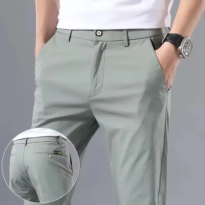 2025 printemps automne mince mince hommes pantalons décontractés classique affaires coton Stretch Go