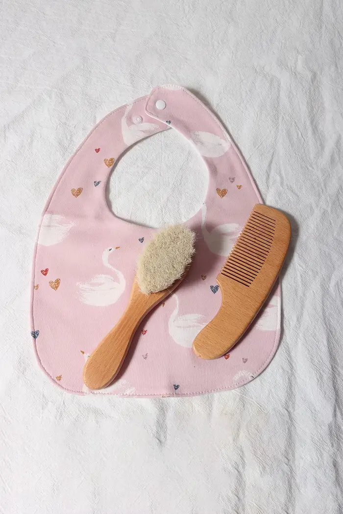 Ensemble de brosses et peignes pour bébé, coffret cadeau pour nouveau-né, laine naturelle, hêtre, pe