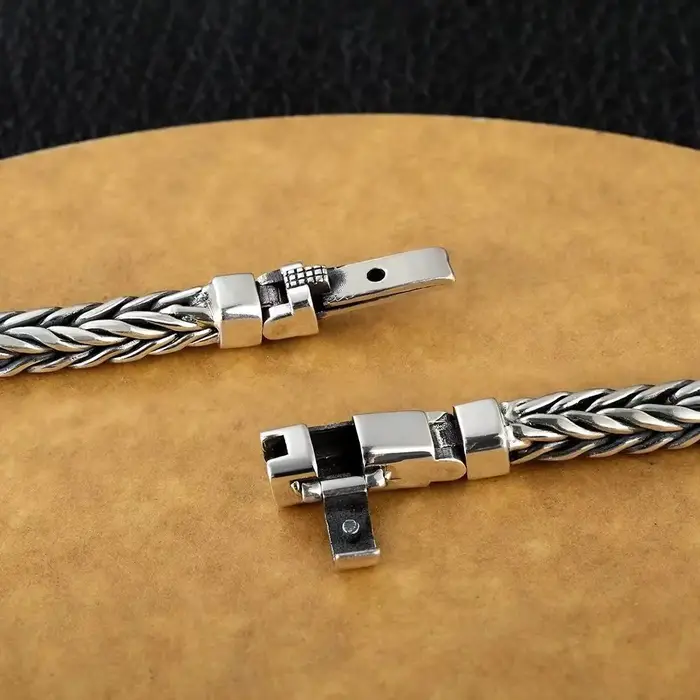 100% S925 argent Sterling tissé à la main rétro Style dominateur personnalité quille homme femme pur