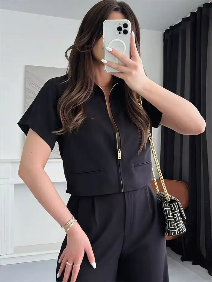 HXAO recadrée femmes vestes avec fermeture éclair vêtements d'extérieur haut été court Cardigan à ma