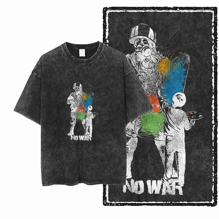 X1-x25 STREE THEME graphique exclusif unisexe coton lavé à l'acide t-shirt Cool Vintage Streetwear h