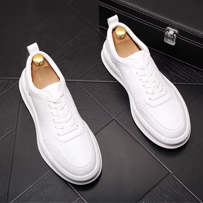 Chaussures plates à lacets en cuir véritable pour hommes, style britannique, mode de luxe, baskets b