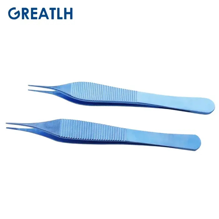 Pince à tissu ophtalmique Adson en titane, pointe dentelée/dents de 122mm, Instrument chirurgical po