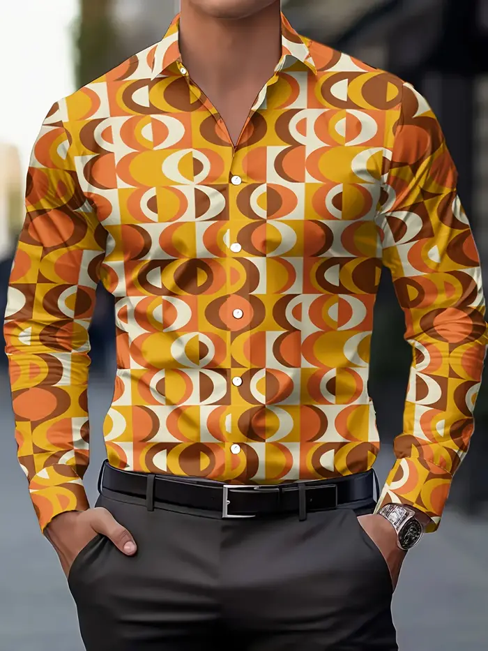 Chemise de soirée disco des années 70 pour hommes des fêtes à thème des années 70 – Chemisier bouton