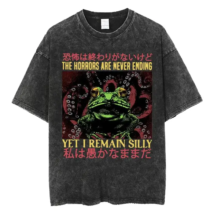 Les horreurs n'est jamais fini mais je me rendre idiot T-shirt drôle Style japonais grenouille rétro