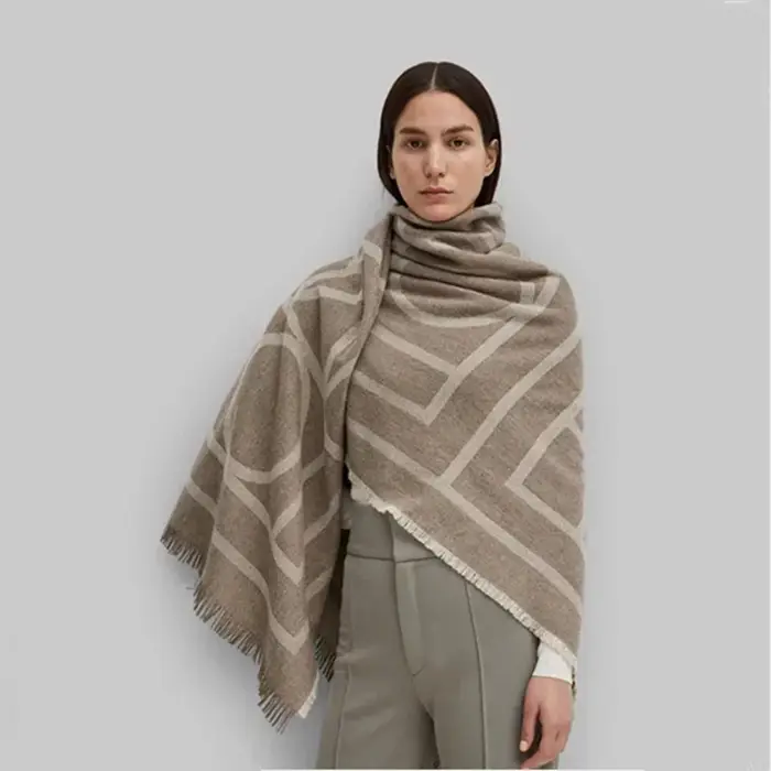 Écharpe en Cachemire Doux pour Femme, Écharpes Géométriques, Lettres, Châles, Épaissir, Chaud, Hiver