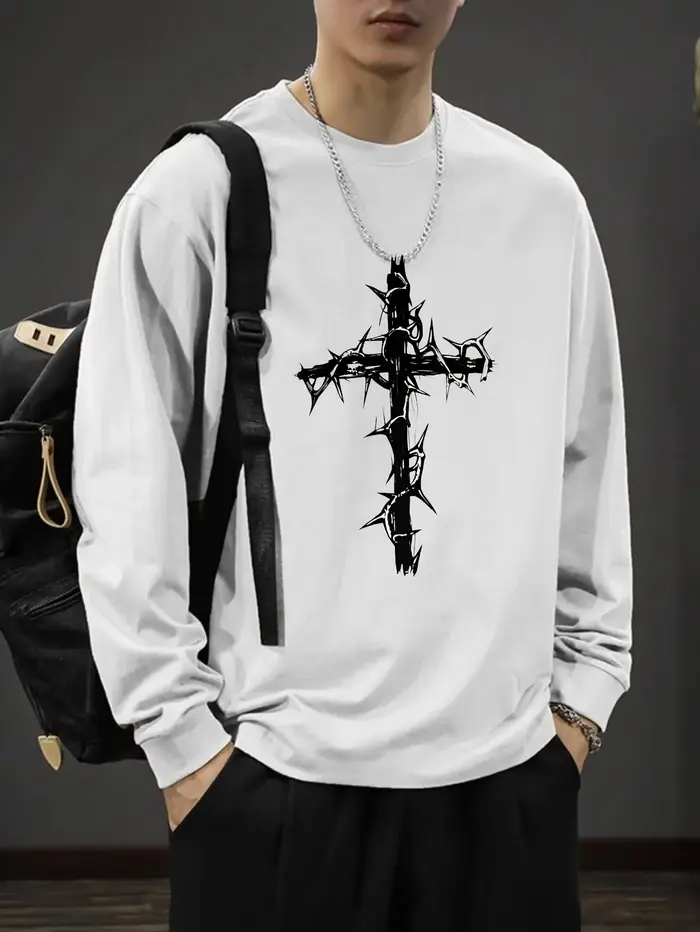 T-shirt pour hommes été croix d'épines valise hommes T-shirts à manches longues foncé Hip-hop hommes