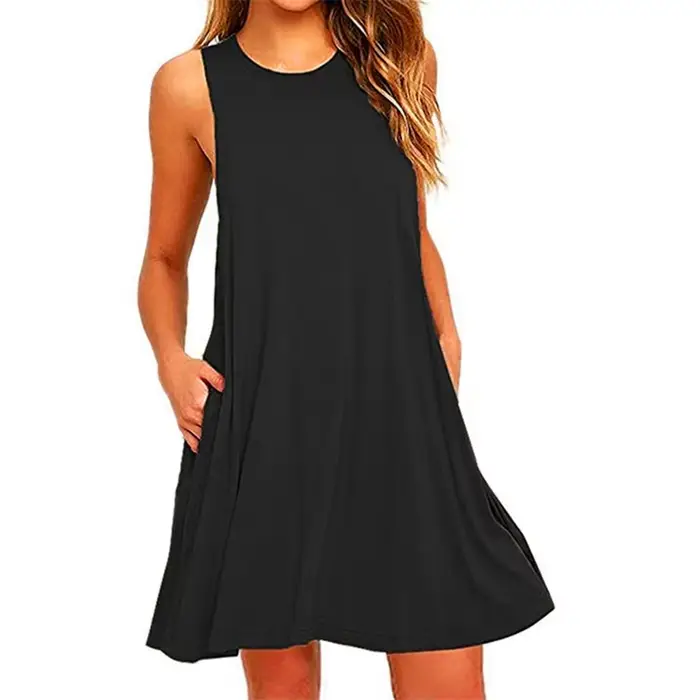 Robe T-Shirt trapèze décontractée pour femmes, Cover-Up de plage avec poches, grande taille, ample, 