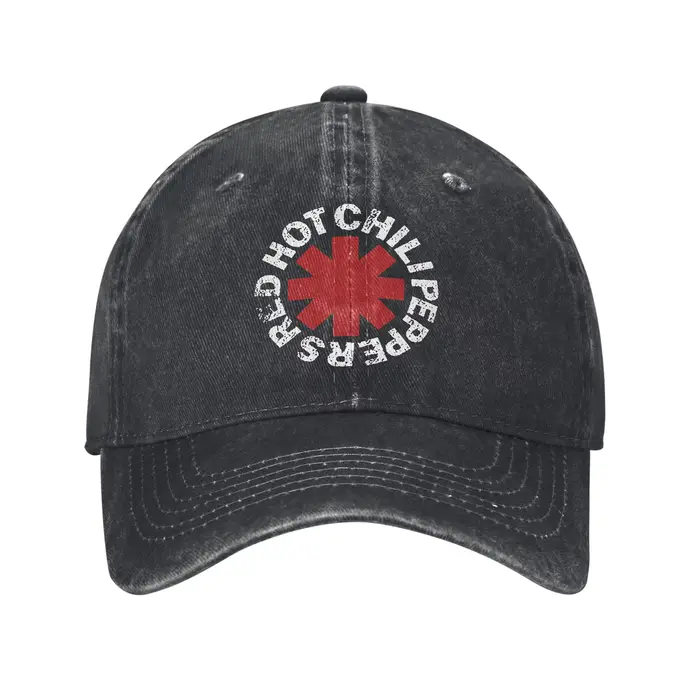 Casquette de baseball imprimée Red Hot Chili, casquette snapback en denim de coton délavé vintage, c