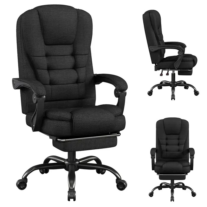 Chaise de bureau de direction ergonomique – Chaise à dossier haut avec appui-tête et soutien lombair
