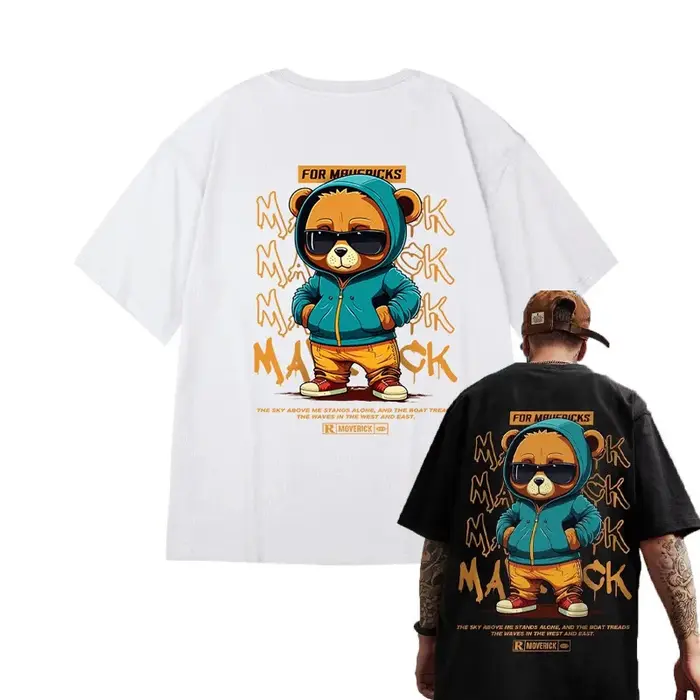 M-8XL hommes T-Shirt surdimensionné ample mode américaine Vintage lunettes de soleil ours imprimé T-