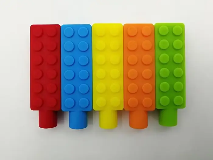 Anneau de dentition amusant en Silicone pour bébé, 5 pièces, capuchon de crayon, jouet sensoriel pou