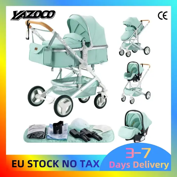 Poussette multifonction 3 en 1 pour bébé avec poussette compacte pliable légère, siège auto et nacel